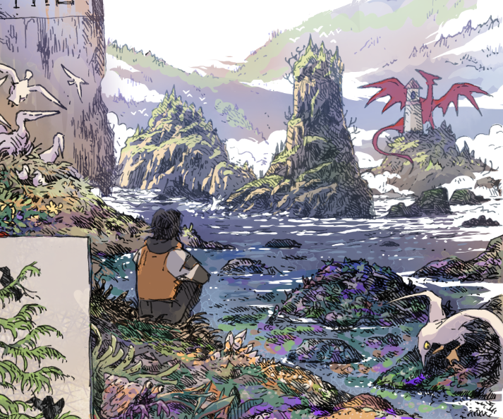 Fantasy-ifying the Pacific Coast
(journal sketchpage wip)