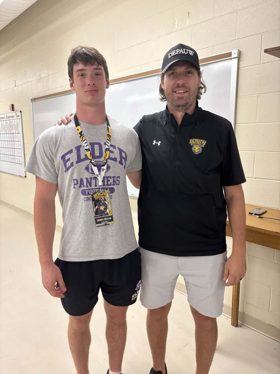 James Willig (@jameswillig) on Twitter photo Had a great visit today at <a href="/DePauwTigersFB/">DePauw Football</a>! Enjoyed learning more about the program. Thank you to <a href="/MasonEspinosa1/">Mason Espinosa</a> and the rest of the coaches for their hospitality!
<a href="/qbdietz/">Brett Dietz</a>
<a href="/Coach_McElwain/">Ryan McElwain</a> Had a great visit today at <a href="/DePauwTigersFB/">DePauw Football</a>! Enjoyed learning more about the program. Thank you to <a href="/MasonEspinosa1/">Mason Espinosa</a> and the rest of the coaches for their hospitality!
<a href="/qbdietz/">Brett Dietz</a>
<a href="/Coach_McElwain/">Ryan McElwain</a>