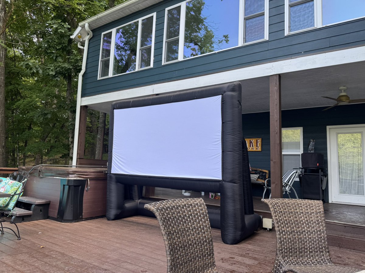 dbfarms2023's tweet image. I just got to the lake house and Nannie’s been influenced AGAIN. What in the name of good sense has she done this time. Although can’t u just see lil hog farmer watching some toons on the big screen