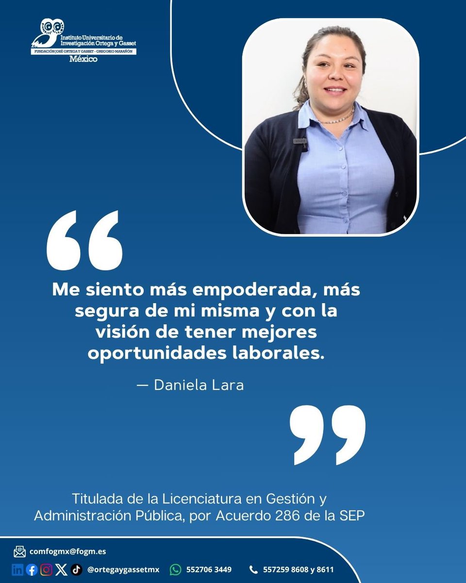 ¡Transforma tu experiencia en un título oficial!
Daniela ya lo logró con el proceso de Titulación por Acuerdo 286 de la SEP y hoy se siente más segura, empoderada y lista para nuevas oportunidades.

Tú también puedes dar el siguiente paso.
📌 Convocatoria abierta
📲 Inscríbete