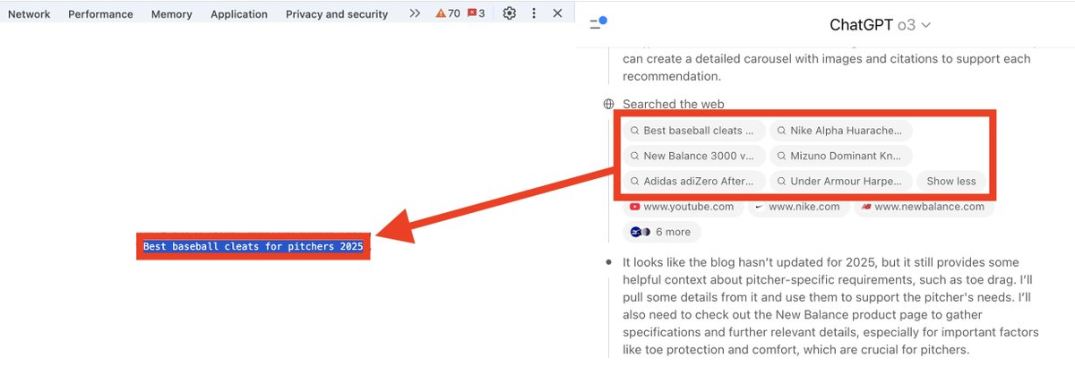 Nathan Gotch (@nathangotch) on Twitter photo ChatGPT o3 shows you exactly how it's searching.
Two simple steps:
1. Create assets that target these queries (via <a href="/getrankability/">Rankability</a>'s Content Optimizer)
2. Reach out to the top ranking results being retrieved via Bing / Google (extract the citations from the response)
I'm ChatGPT o3 shows you exactly how it's searching.
Two simple steps:
1. Create assets that target these queries (via <a href="/getrankability/">Rankability</a>'s Content Optimizer)
2. Reach out to the top ranking results being retrieved via Bing / Google (extract the citations from the response)
I'm
