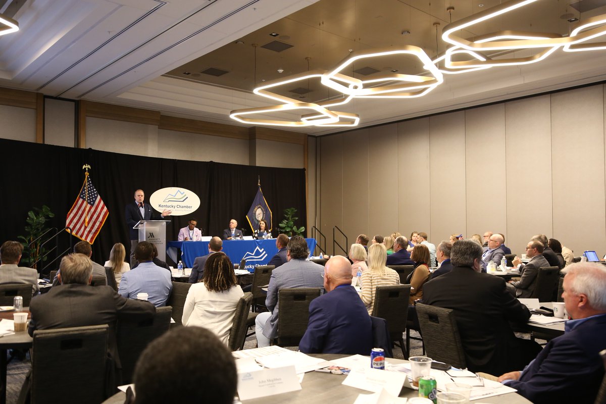 KyChamber's tweet image. The Kentucky Chamber’s Board of Directors—comprised of more than 60 business leaders from diverse industries across the state—convened today to hear an update on the Chamber’s ongoing efforts to advance the Commonwealth as well as remarks from featured guests, @universityofky…