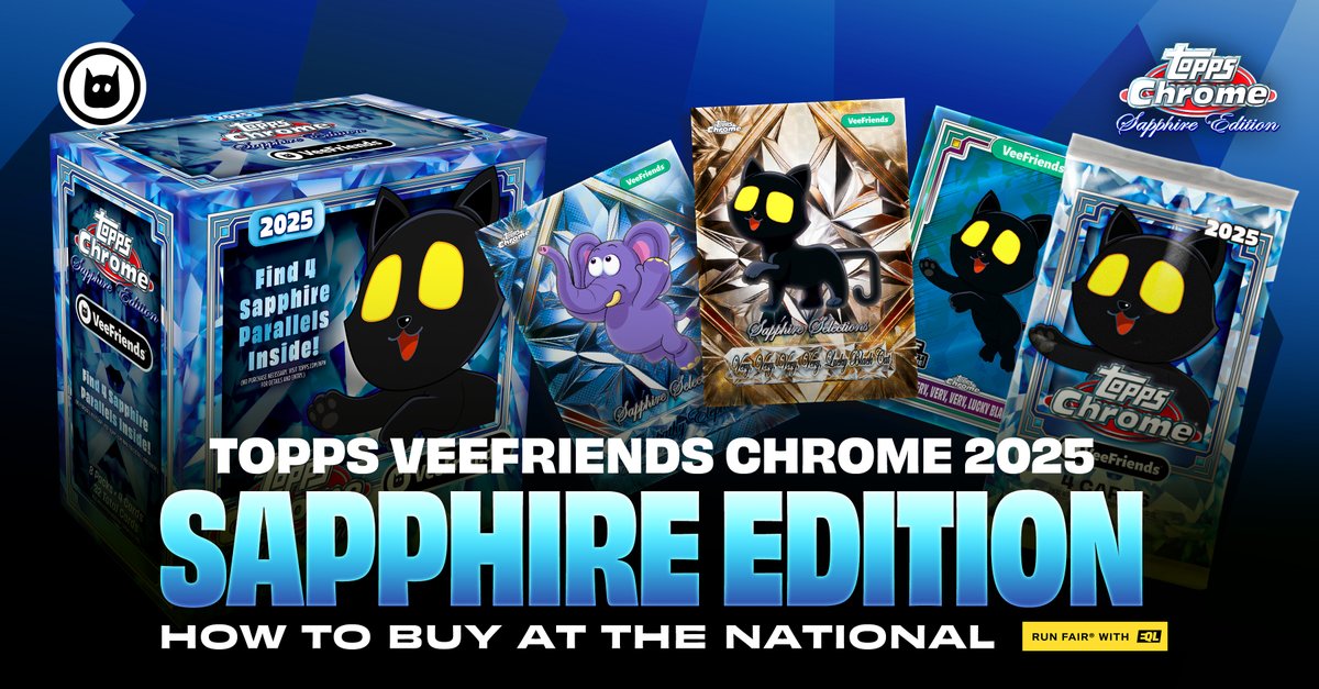 veefriends's tweet image. Let's end the week with a bang. It's time to unveil the full details of:
✅ VeeFriends at @nsccshow 2025
✅ A NEW NSCC VIP Exclusive Super Sticker Collection
✅ @Topps VeeFriends Chrome 2025 Sapphire Edition & how you could get a box for a crazy price
Details in 🧵