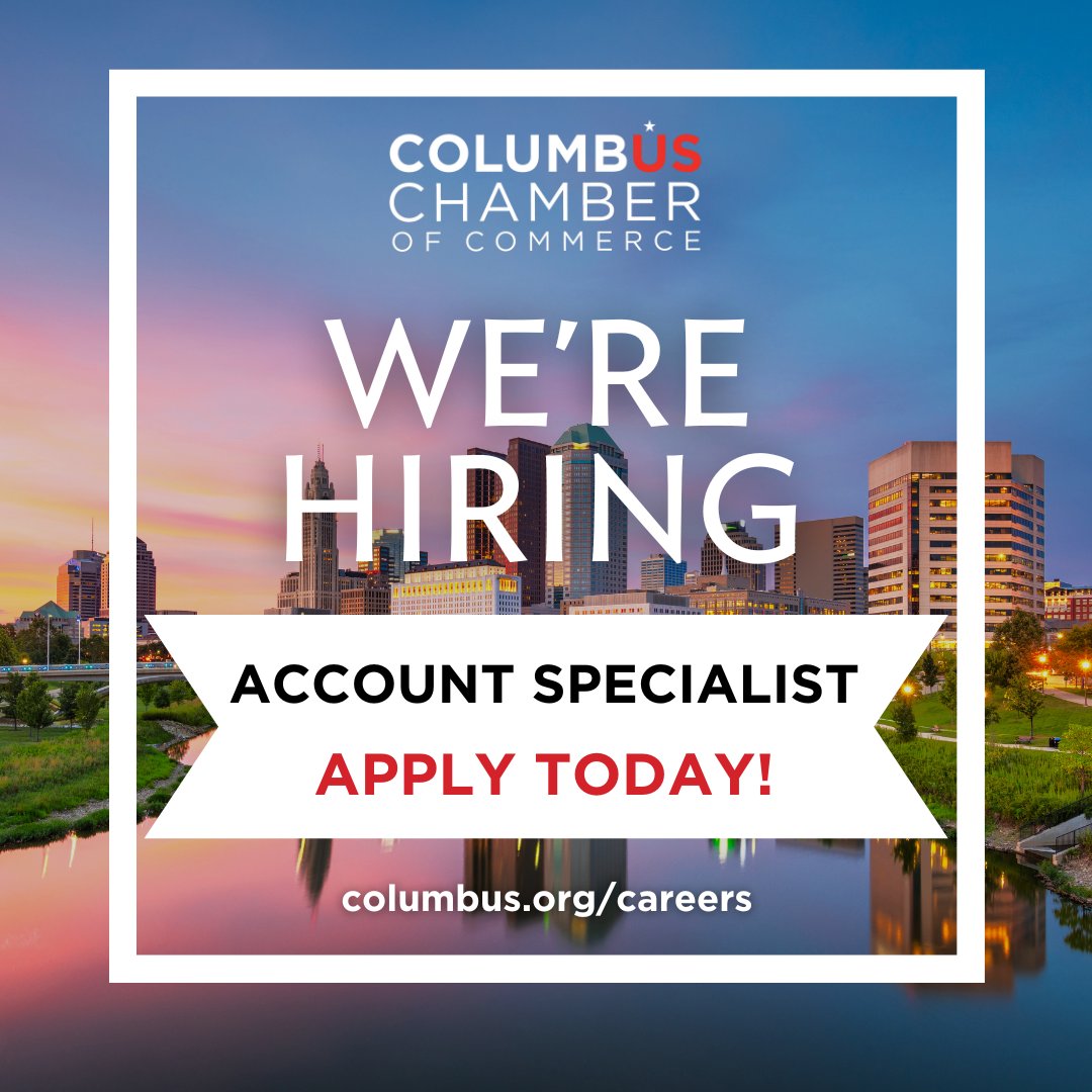 We’re hiring! Join the Columbus Chamber as an Account Specialist — build relationships, solve problems, and support our thriving business community.

Passionate about advancing business in the Columbus Region? Let’s talk.

Apply now: columbus.org/about/careers/
#ColumbusChamber