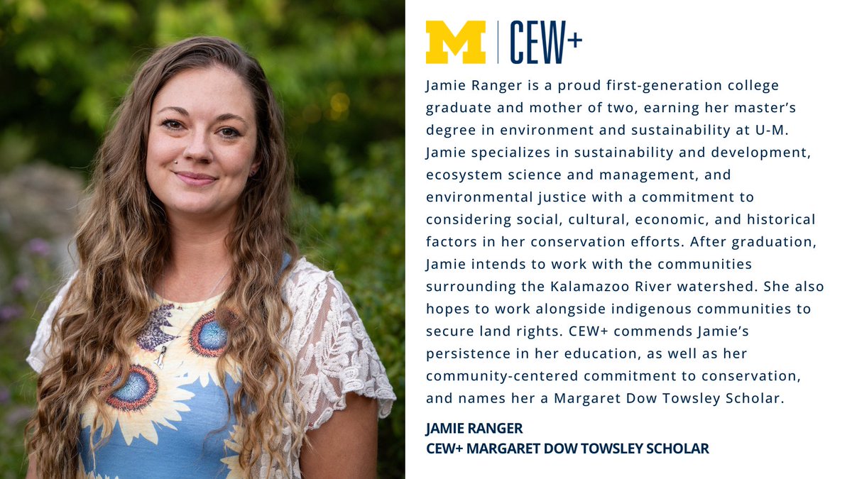CEWatUM's tweet image. Jamie Ranger is a proud first-generation college graduate and mother of two earning her master鈥檚 in environment and sustainability at @UMSEAS. She specializes in sustainability and development, ecosystem science and management, and environmental justice. bit.ly/3IEXu17