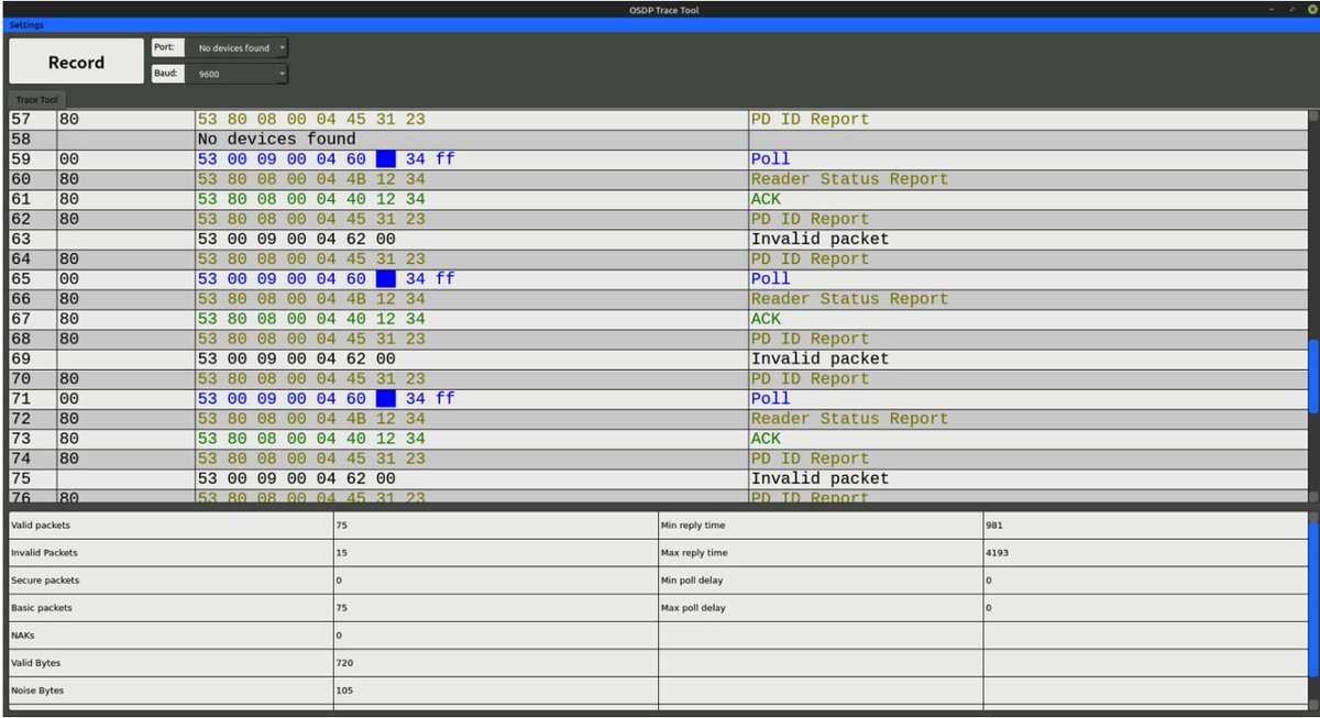 You can't troubleshoot what you can't see. Fortunately, the Cypress Trace Tool Pro (CypressIntegration.com/OTT-1100) lets you you see OSDP messages between the controller and readers, so you can troubleshoot OSDP communication issues.

Contact us for a free demo: CypressIntegration.com/contact-us