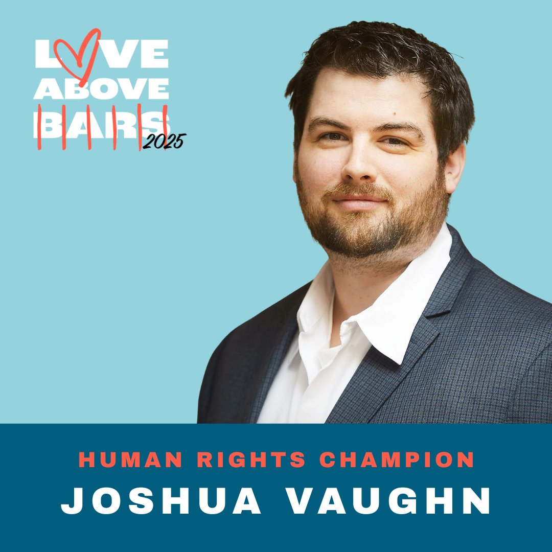 🏆 Congratulations to our 2025 Human Rights Champion, Josh Vaughn! Learn more about his work, impact, and why we’re honoring him at our Love Above Bars annual event here 👉   bit.ly/4nQu9Bb