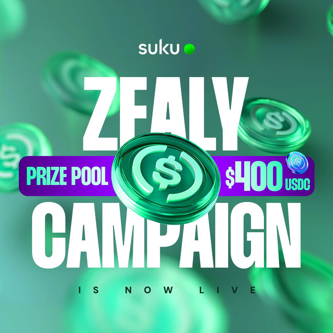 Suku_world's tweet photo. The Suku x @zealy_io campaign is now LIVE! 📣

This is your chance to complete tasks, stack XP, and earn rewards—all while growing with the Sukummunity!

💰 $400 USDC
🎉 15 winners

Full prize breakdown in our Telegram.

📅 Jul 18 - Aug 18

👉 Join here: https://t.co/8I0PgusXez https://t.co/KbHyQ17oXn