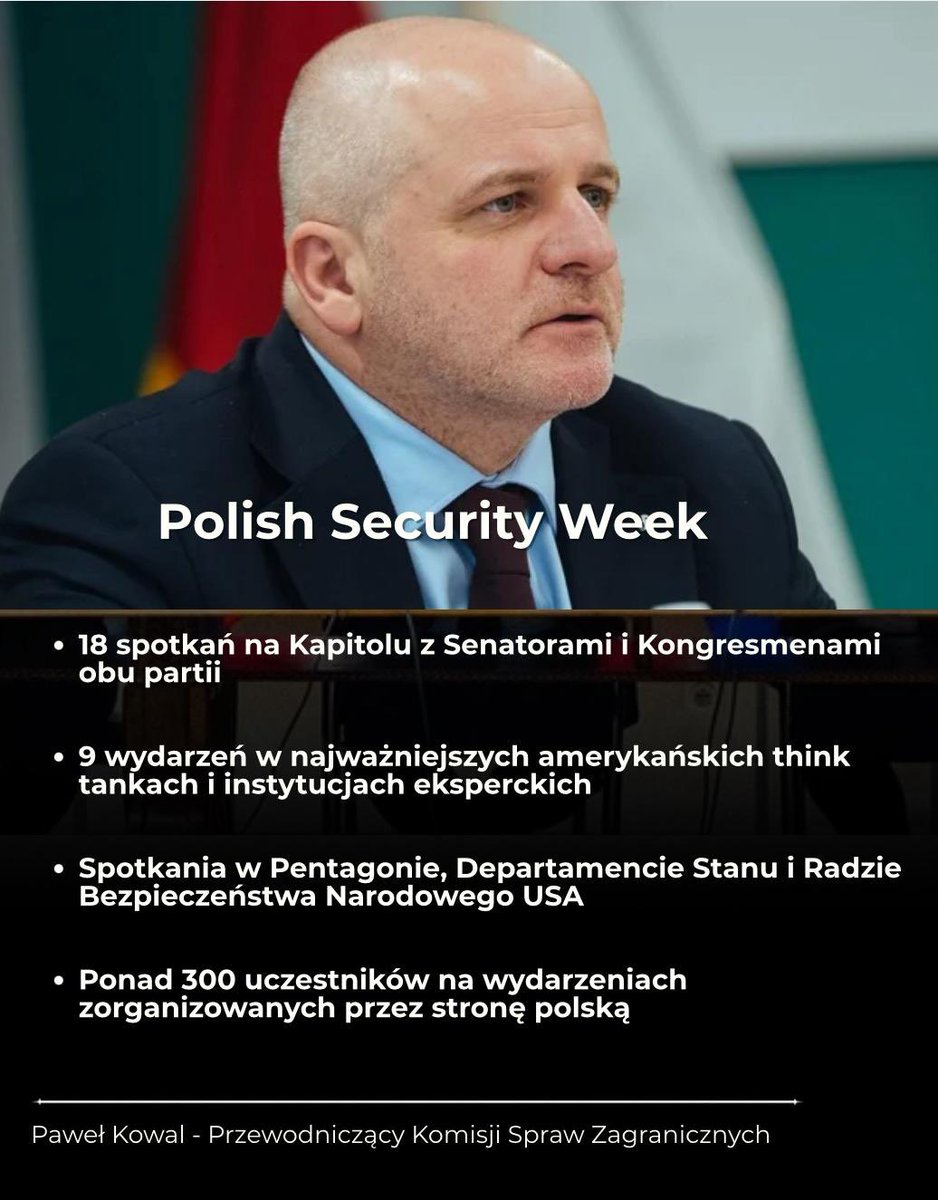 pawelkowalpl_EN's tweet image. 🇵🇱🇺🇸 Polish Security Week in Washington:united across parties on Ukraine, NATO, energy, and Poland’s role in today’s world.
-18 meetings on Capitol Hill
-9 think tank events
-Pentagon, State Department, National Security Council talks
- 300+attendees
Strategic, serious, united.