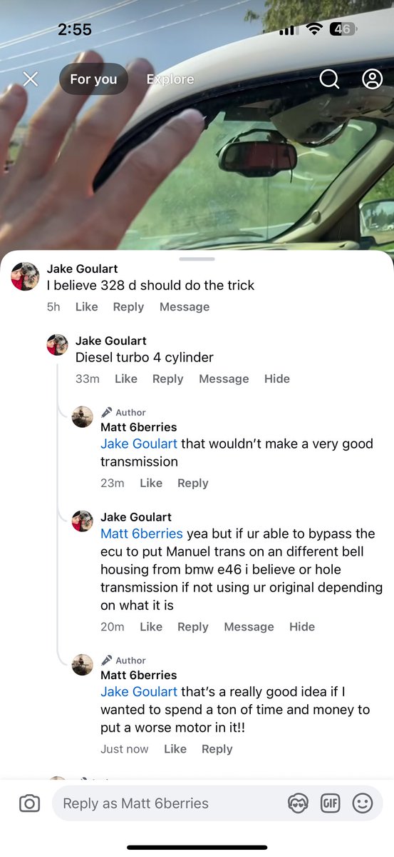 matt6berries's tweet image. Posted a video asking if anyone wants to sponsor the driftahoe with a built 4l60e and this is one of the replies??