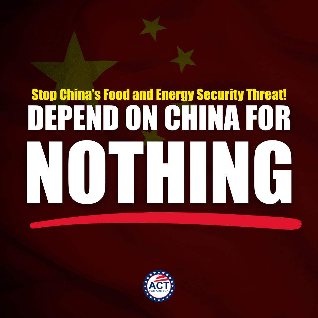 ACTforAmerica's tweet image. Depend on China for NOTHING!!
Stop China’s Food and Energy Security Threat ➡️ bit.ly/3oRGrPQ