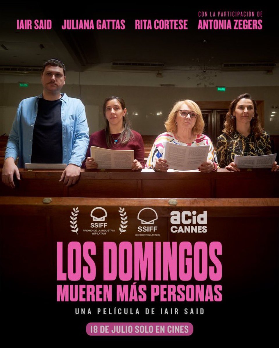 Una altra pel·lícula de l'edició del  2024 del festival que arriba als cinemes 'Los domingos mueren más personas” la nova comèdia de Iair Said que dirigeix i protagonitza <a href="/iairsaid/">Iair Dijo</a> als <a href="/cinesverdibcn/">Cines Verdi Bcn</a> Entrades: tinyurl.com/mwsddwh9