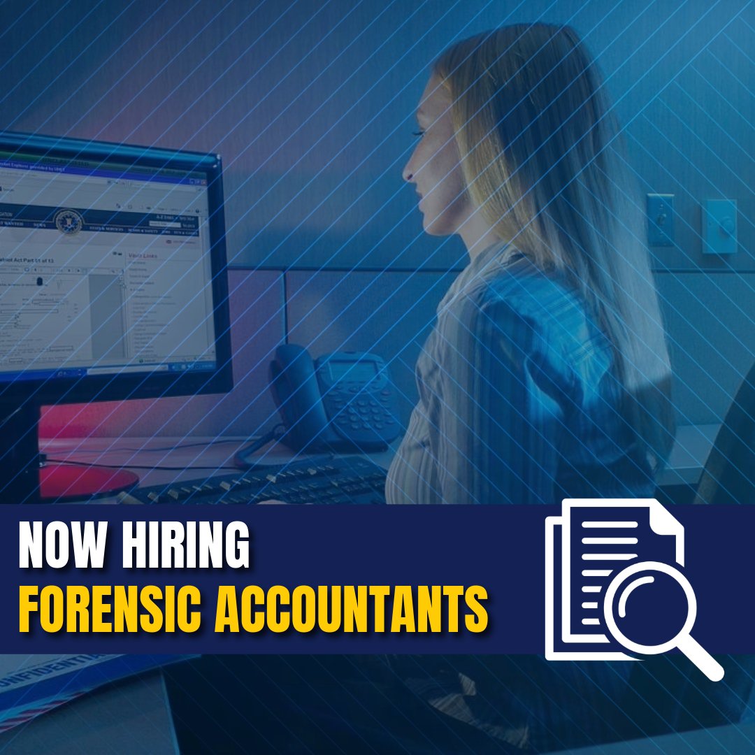FBISeattle's tweet image. The FBI is hiring! Forensic Accountants thoroughly analyze financial data to unravel sophisticated criminal techniques. Posting is open for divisions nationwide— including the Seattle Field Office— and closes 7/21 at 8:89 PM PDT! Go to ow.ly/B7SK50WmJTa to apply now.