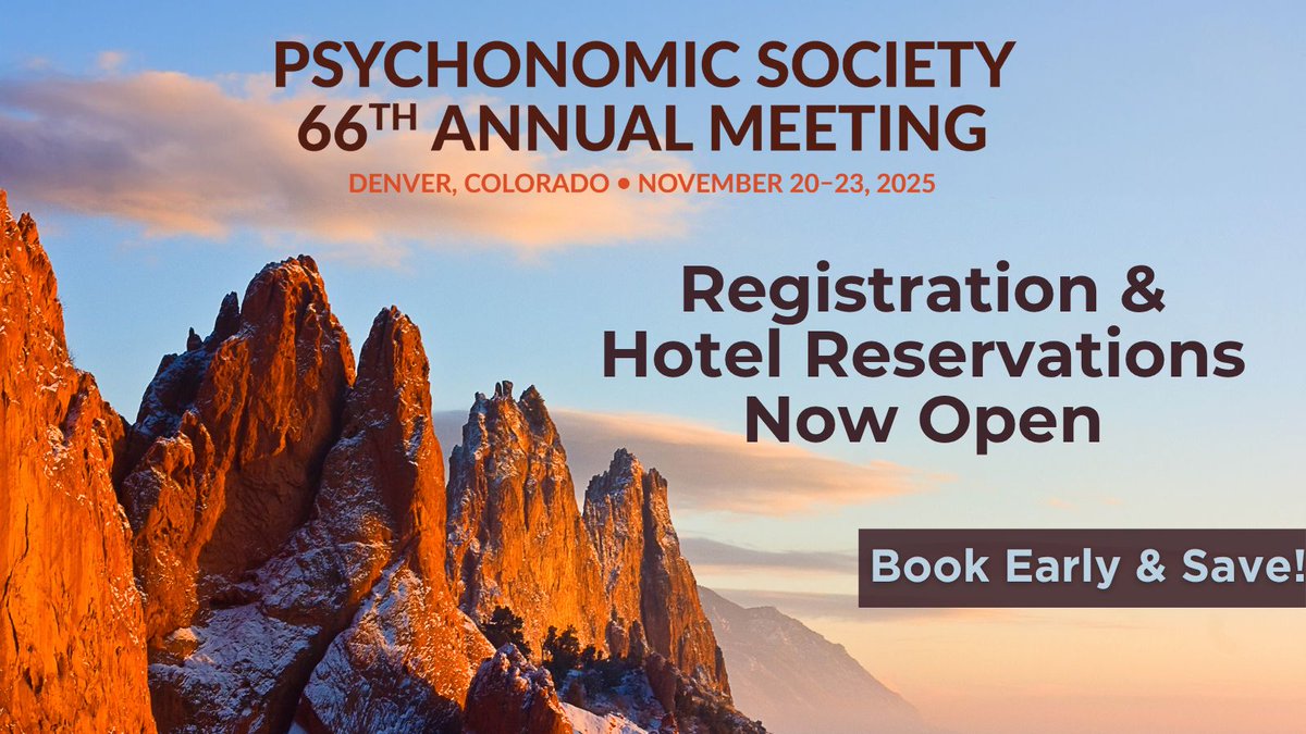 Psychonomic_Soc's tweet image. It's time! Registration and hotel reservations for the 2025 Annual Meeting of the Psychonomic Society are officially open!
🗓️ Nov 20-23, 2025 📍 Denver, CO, USA 🏨 Sheraton Denver Downtown Hotel
Register by Aug 31 to get the largest discount. Don't wait— secure your spot and…