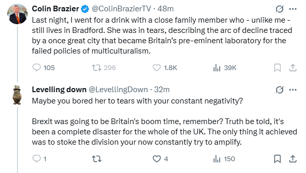 LevellingDown's tweet image. I've now made Colin Brazier cry. Another spineless gobshite throws a tantrum.