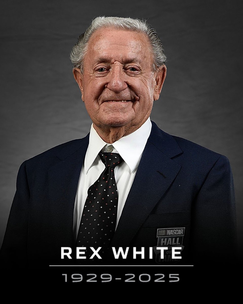 NASCAR_Comms's tweet image. Statement from NASCAR Chairman and CEO Jim France regarding Rex White’s passing:
"We mourn the loss of NASCAR Champion and Hall of Famer, Rex White. Rex epitomized the formative days of NASCAR — a true pioneer whose contributions helped shape the foundation of our sport. His…