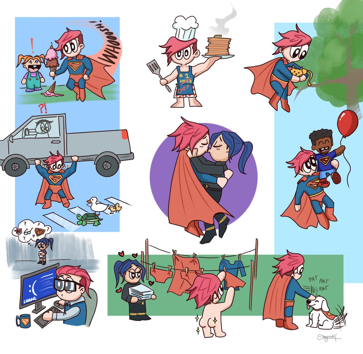 1maginatif's tweet photo. You guys love smol Super Vi, so may I present to you my latest art:
“Super Vi Doing Things” ❤️💙🤓
#arcane #viarcane #caitvi https://t.co/WDUR6YnURA