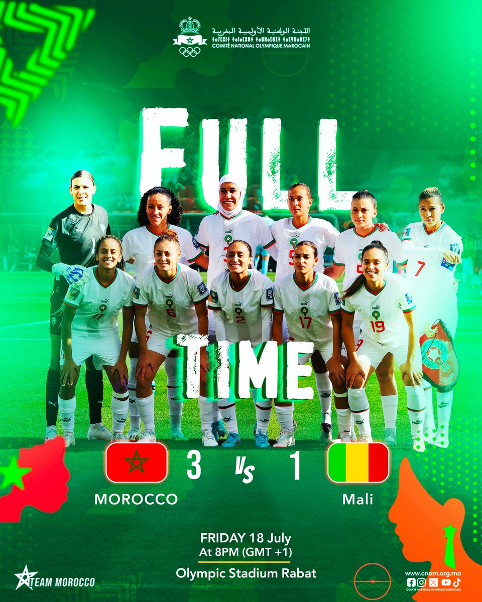 Congratulations to our women’s national team on reaching the semi‑finals after their 3-1 victory over Mali 👏🦁⚽🇲🇦

#TeamMorocco #Football #AFCON2025 #WomensFootball
