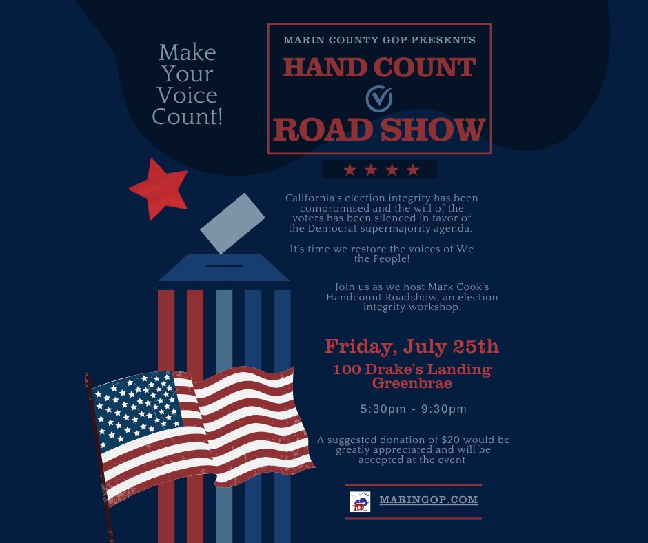 GopMarin's tweet image. THIS IS IMPORTANT!!! Election Integrity/Validity presentation in Marin to inform you about what is going on and more importantly, what you can do.