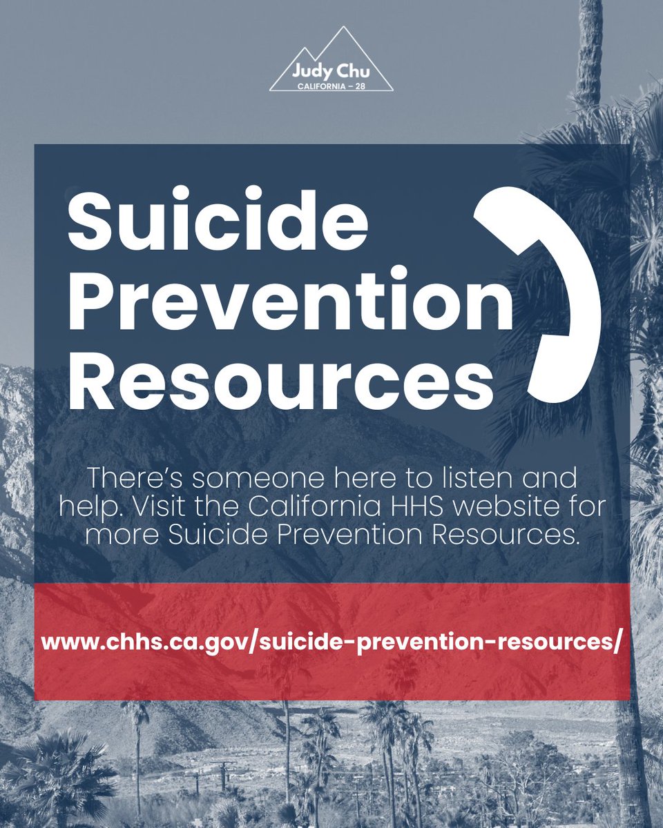 RepJudyChu's tweet image. While dedicated LGBTQ+ services have been shut down by the Trump administration, compassionate help is still available with these alternative mental health resources.
Support is still here and you are not alone. chhs.ca.gov/suicide-preven…
