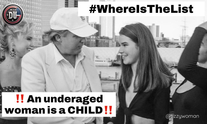 DUnitedGraphics's tweet image. Epstein & his clients preyed upon underaged girls.
To be clear in the context of Epstein & Trump their victims were not women.
They were UNDERAGED kids. They didn't deserve what happened to them.
One of them could have been your own child.
It is time for truth.
#DemsUnited