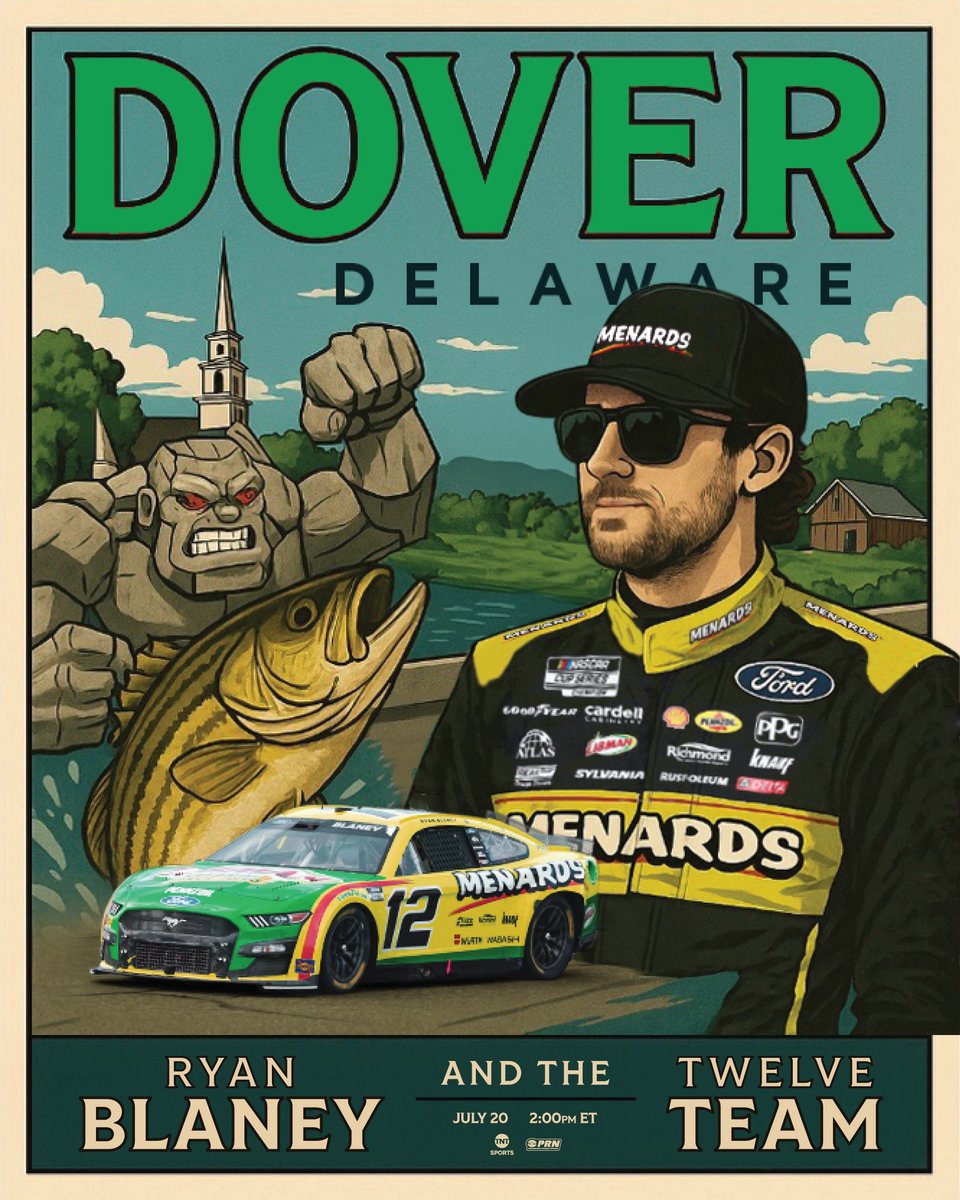 Blaney's tweet image. Come see if we can catch a Monster in Dover and while you’re at it, reel in a great show this Sunday at 2PM ET on TNT and Streaming on MAX.