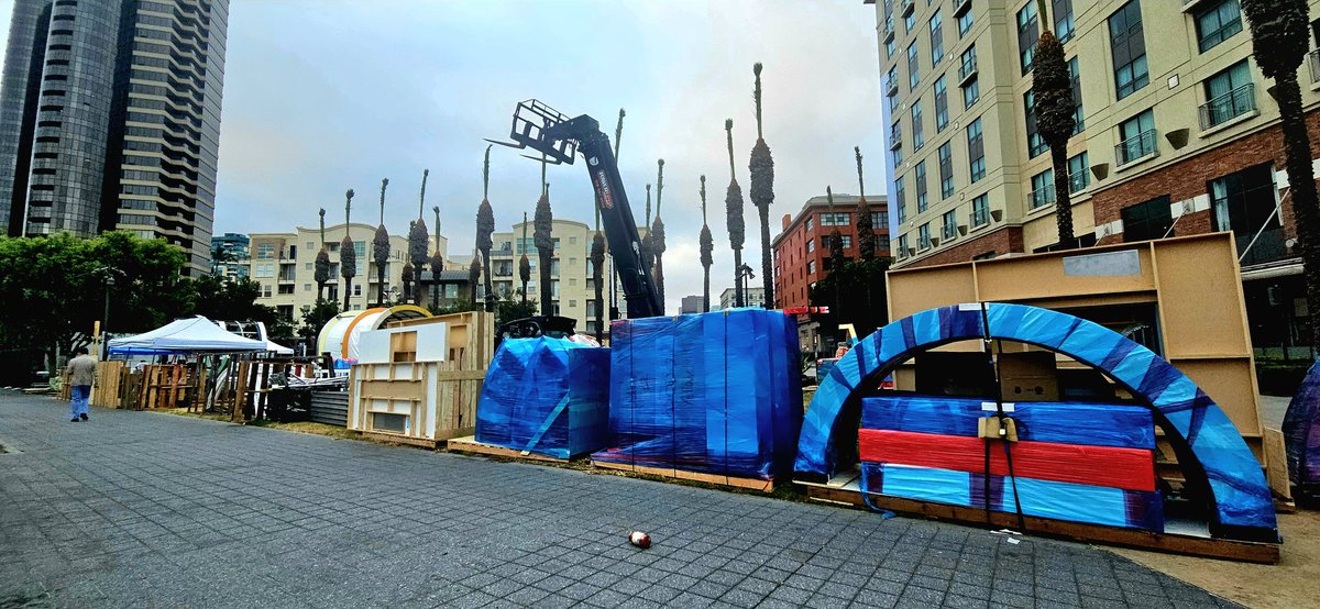 Whatever they're building for the Fantastic 4 Comic Con San Diego exhibit is going to be BIG! Semi trucks keep bringing loads every day. #ccsd #ComicCon #ccsd2025