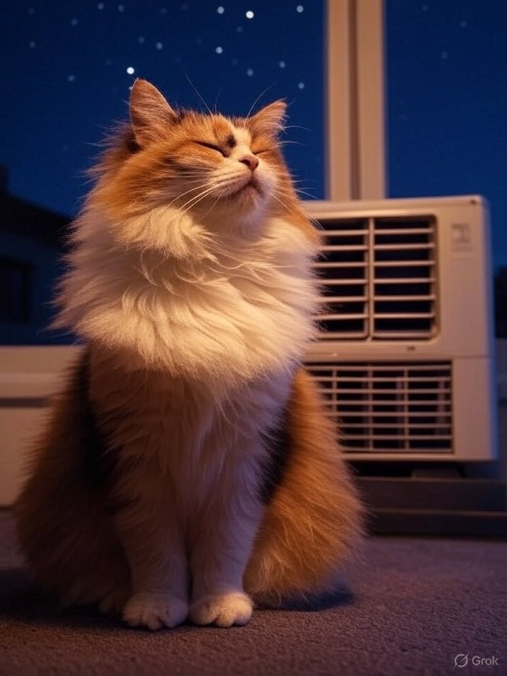 GeneralCattis's tweet image. It's been another hot day here at Fort Cattis, so we're all competing for space in front of the A/C. (The human's winning--for now.) We're sending out cooling goodnight hugs to everyone dreaming of fall, Halloween, and whatever that drink is all the girls like so much...🎃…