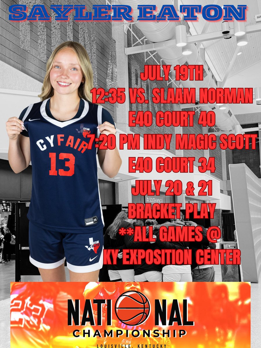 Sayler Eaton (@saylereaton2026) on Twitter photo ONE LAST RUN, let’s make it a great one! Love this team, thank you <a href="/CoachJThompson0/">Jaylen Thompson</a> for believing in me the last three summers! Come check us out!!!❤️🔥
<a href="/ambermathurin/">Amber Mathurin</a> <a href="/CyFairOklahoma/">CyFair Elite Oklahoma</a> <a href="/coachjvick1/">Coachjvick (new)</a> <a href="/HarrahWBB/">Harrah Lady Panthers Basketball</a> ONE LAST RUN, let’s make it a great one! Love this team, thank you <a href="/CoachJThompson0/">Jaylen Thompson</a> for believing in me the last three summers! Come check us out!!!❤️🔥
<a href="/ambermathurin/">Amber Mathurin</a> <a href="/CyFairOklahoma/">CyFair Elite Oklahoma</a> <a href="/coachjvick1/">Coachjvick (new)</a> <a href="/HarrahWBB/">Harrah Lady Panthers Basketball</a>