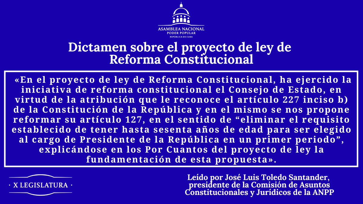 Del Dictamen sobre el proyecto de ley de Reforma Constitucional👇

#PoderPopular 
#CubaLegisla
