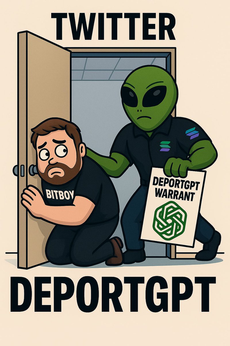 DeportGPT's tweet photo. BitBoy’s back. CT is on fire.
Truth bombs, rug receipts, betrayal memes…

But $DEPORTGPT saw it coming.

We don’t spill tea.
We deport snakes.

👇
https://t.co/pvz5enWF3C

#Solana #DeportGPT #CryptoDrama https://t.co/yuSZhOlRKi