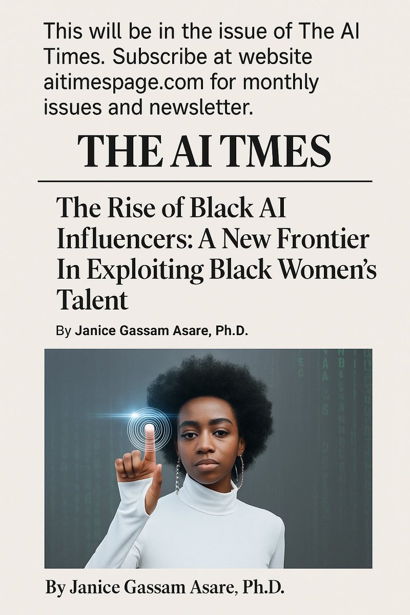 poetmail07's tweet image. The Rise Of Black AI Influencers: A New Frontier In Exploiting Black Women's Talent. This Will Be In The Issue Of The AI Times. Subscribe At Website aitimespage.com For Monthly Issues and Newsletter.
Read Story On Link Below.
forbes.com/sites/janicega…