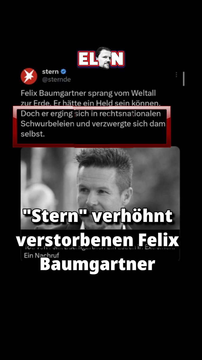 Wie abartig!

Der <a href="/sternde/">stern</a> äußert sich beschämend gegenüber den verstorbenen #FelixBaumgartner !

Wieso? Was soll das?
Allein der letzte Teil:
"Und verzwergte sich selbst"