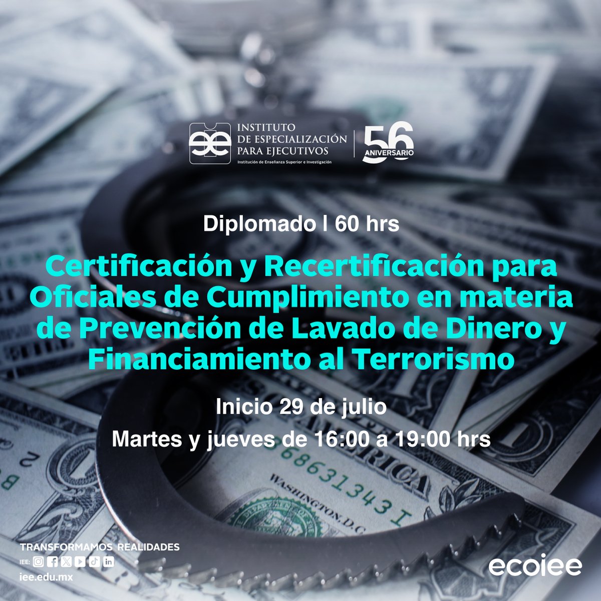 🛡️   Refuerza tu perfil profesional como Oficial de Cumplimiento.
    Certifícate o recertifícate en materia de PLD/FT.
    📘 ¡Diplomado disponible!
    📲 ¡Inscríbete hoy!
    Contacto:📱81 8348 0212 | ✉️martha.sanchez@iee.edu.mx