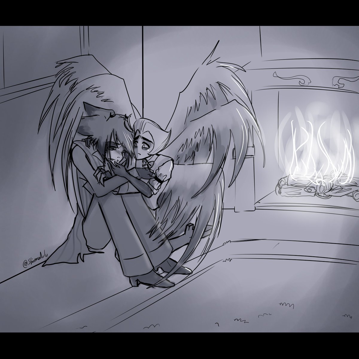 Shiremaartu's tweet image. &quot;After a particular moment, Alastor finally broke, but someone was in the right time to give some small support.&quot;

Angst request from last month in P4tr3on! RadioApple comics super early updates, sketches requests and extra stuff are available there!💜

#radioapple #appleradio