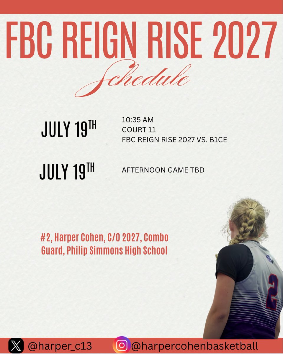 Harper Cohen (@harper_c13) on Twitter photo Tomorrow’s schedule! Come check me and my team <a href="/Fbcreign27rise/">FBC Reign 2027 UA Rise</a> out! <a href="/rfvann24/">Rachel Vann</a> <a href="/CoachVann35/">Justin Vann</a> Tomorrow’s schedule! Come check me and my team <a href="/Fbcreign27rise/">FBC Reign 2027 UA Rise</a> out! <a href="/rfvann24/">Rachel Vann</a> <a href="/CoachVann35/">Justin Vann</a>