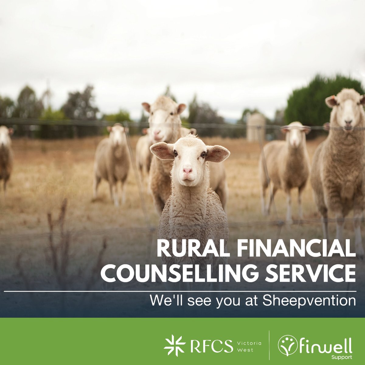 🐑 Heading to #Sheepvention2025? Visit us at Site 436 (near Horner St entrance) in the Producers’ Market &amp; Innovations Hub!

✅ Free farm &amp; biz support
✅ Grants &amp; wellbeing help

📅 Aug 4–6
#RFCSVicWest #RuralSupport #FarmStrong