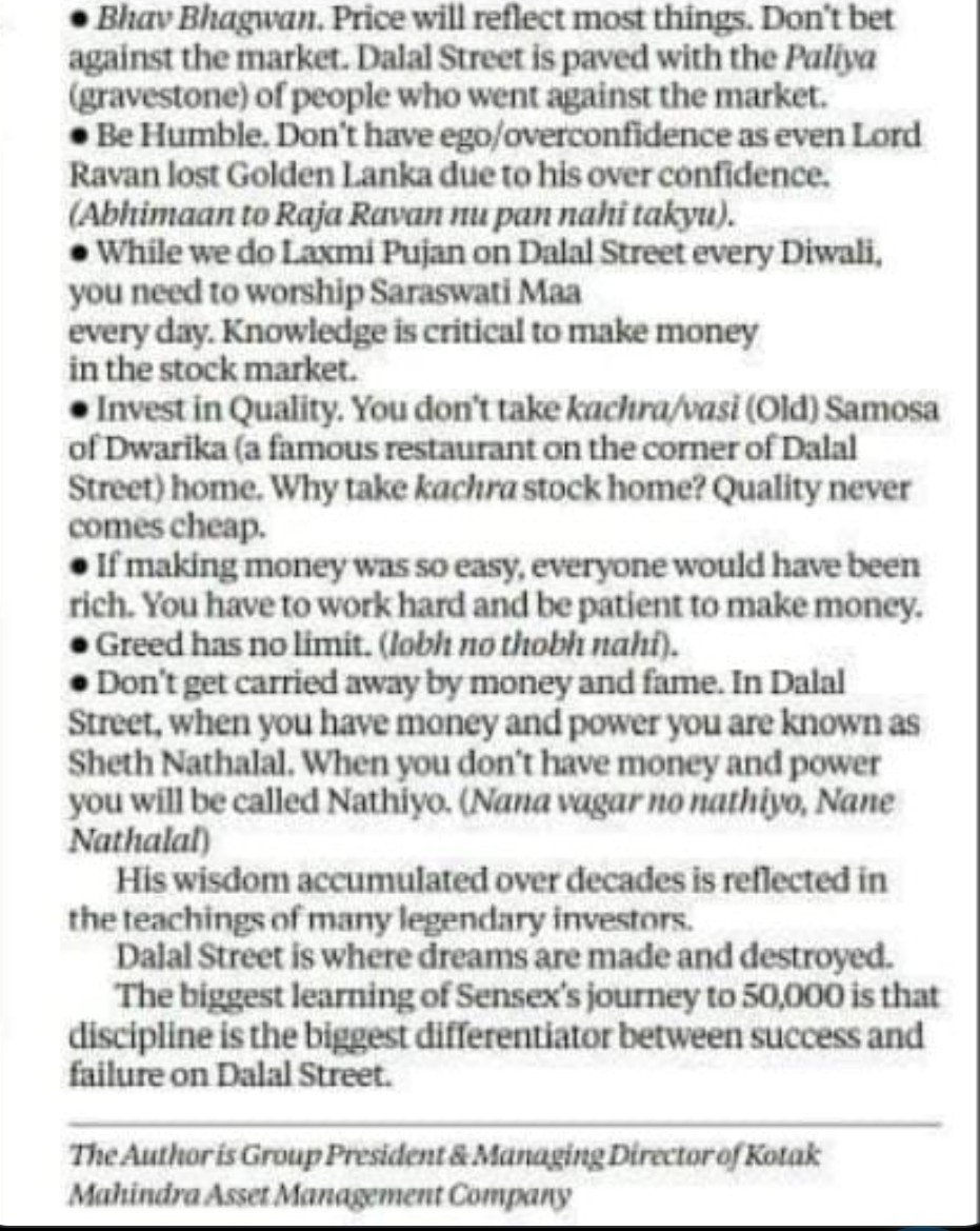 CA Kaustav Majumdar (@kaustavmaj94587) on Twitter photo An old article, but it remains my guiding light. Pl spend 5min🙏.
<a href="/NileshShah68/">Nilesh Shah</a> picked me for Axis Bank, he was my direct boss & sitting in opposite cabins of each other, the pearls of wisdom that I gained during this period,has contributed to my success till date. An old article, but it remains my guiding light. Pl spend 5min🙏.
<a href="/NileshShah68/">Nilesh Shah</a> picked me for Axis Bank, he was my direct boss & sitting in opposite cabins of each other, the pearls of wisdom that I gained during this period,has contributed to my success till date.