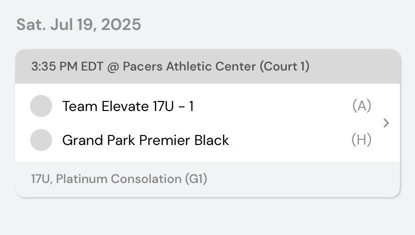 Schedule for tomorrow:
Second game at 5:45 on court 5/6