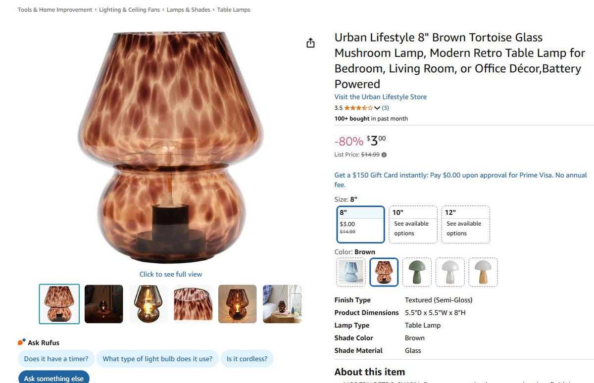 RetailHackr's tweet image. 8" Mushroom Lamp for $3.00 (80% Off)  

Normally $15.00

Buy here--&amp;gt; amazon.com/Urban-Lifestyl…

#ad #deals #discounts #clearance #amazon