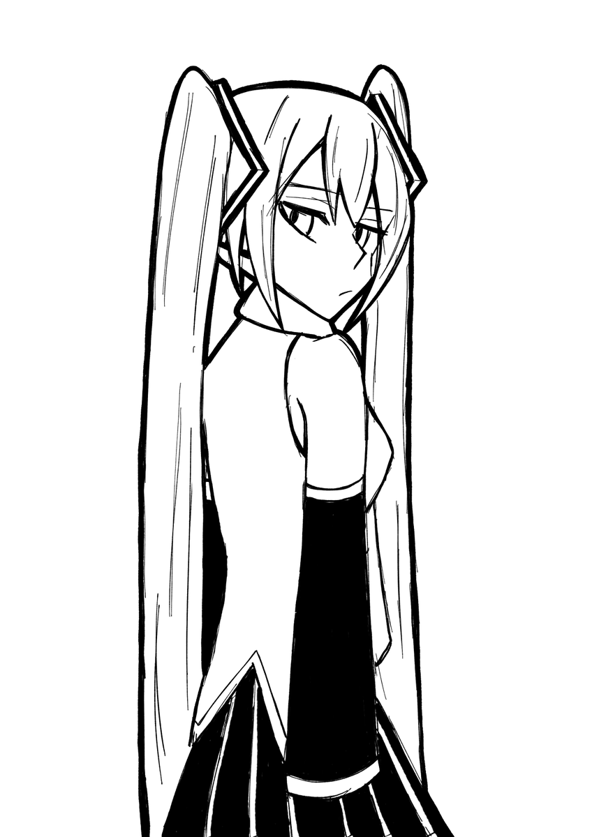 saderuuu's tweet image. annoyed miku doodle