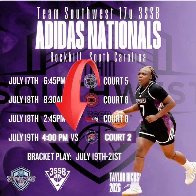 🚨Schedule Update🚨Saturday, 7/19 at 4PM Court 2
Hope to see you courtside! 💜🖤🤍