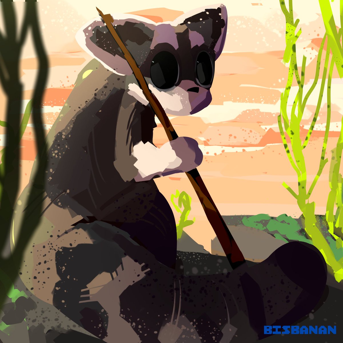 BisBanan's tweet image. A racoon slugcat! #Rainworld #rainworldfanart