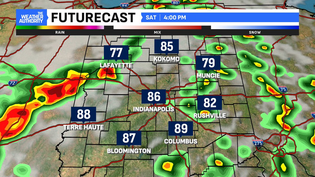 BrianWilkes59wx's tweet image. Most likely time to get under a downpour or storm is 2pm thru 5pm Saturday. Peak coverage rises to 40% during peak heating hours of the day. SUNDAY is the better of the two days this weekend - with spotty storm chances mainly late day #INwx