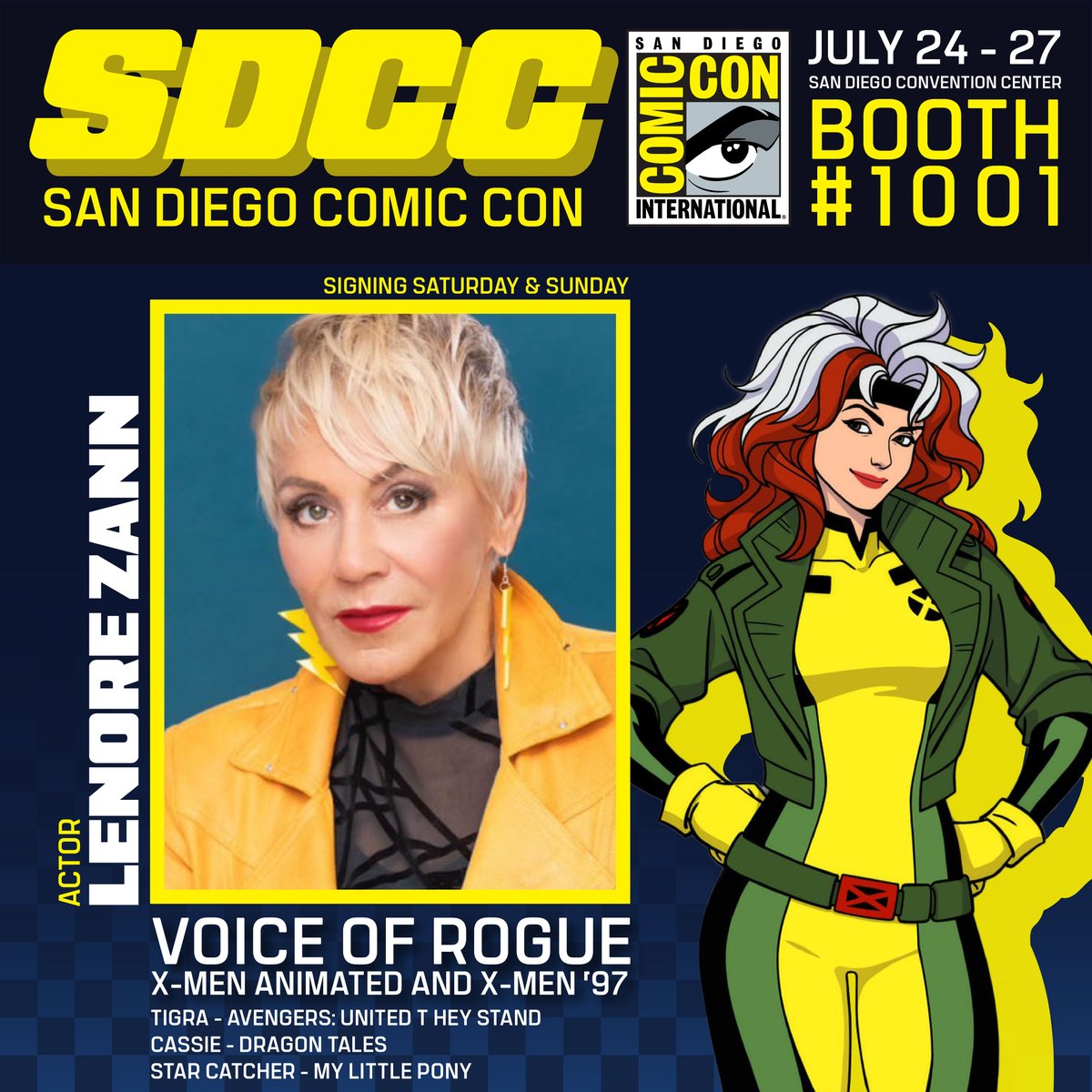 Unknown_Comics's tweet image. Can't touch this! 😉
Meet Lenore Zann, the iconic voice of Rogue (X-Men TAS & '97), at SDCC! She'll be at Booth #1001, July 26-27!
#SDCC #Rogue #LenoreZann #XMen #VoiceActor
