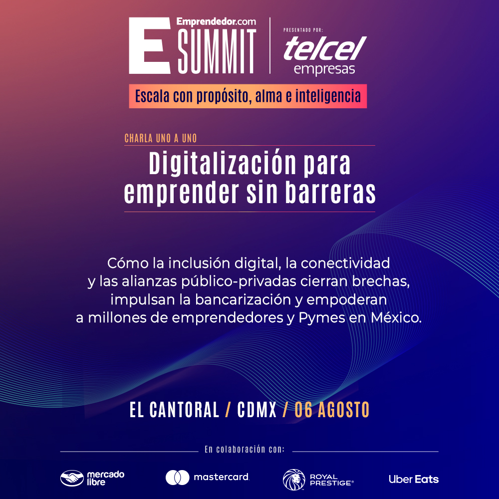 ¿Cómo la tecnología puede transformar el futuro de millones? 

Con la visión de #MauricioSchwartzmann y #PedroRivas exploran cómo la inclusión digital y la conectividad están transformando el ecosistema emprendedor.

🔗Regístrate en: summit.emprendedor.com