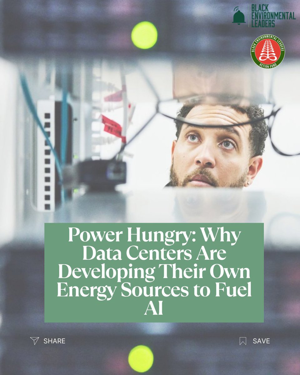 BlkEnviroLeader's tweet image. #ICYMI: Data centers are developing their own energy sources to fuel AI, but why? Scroll to learn more.