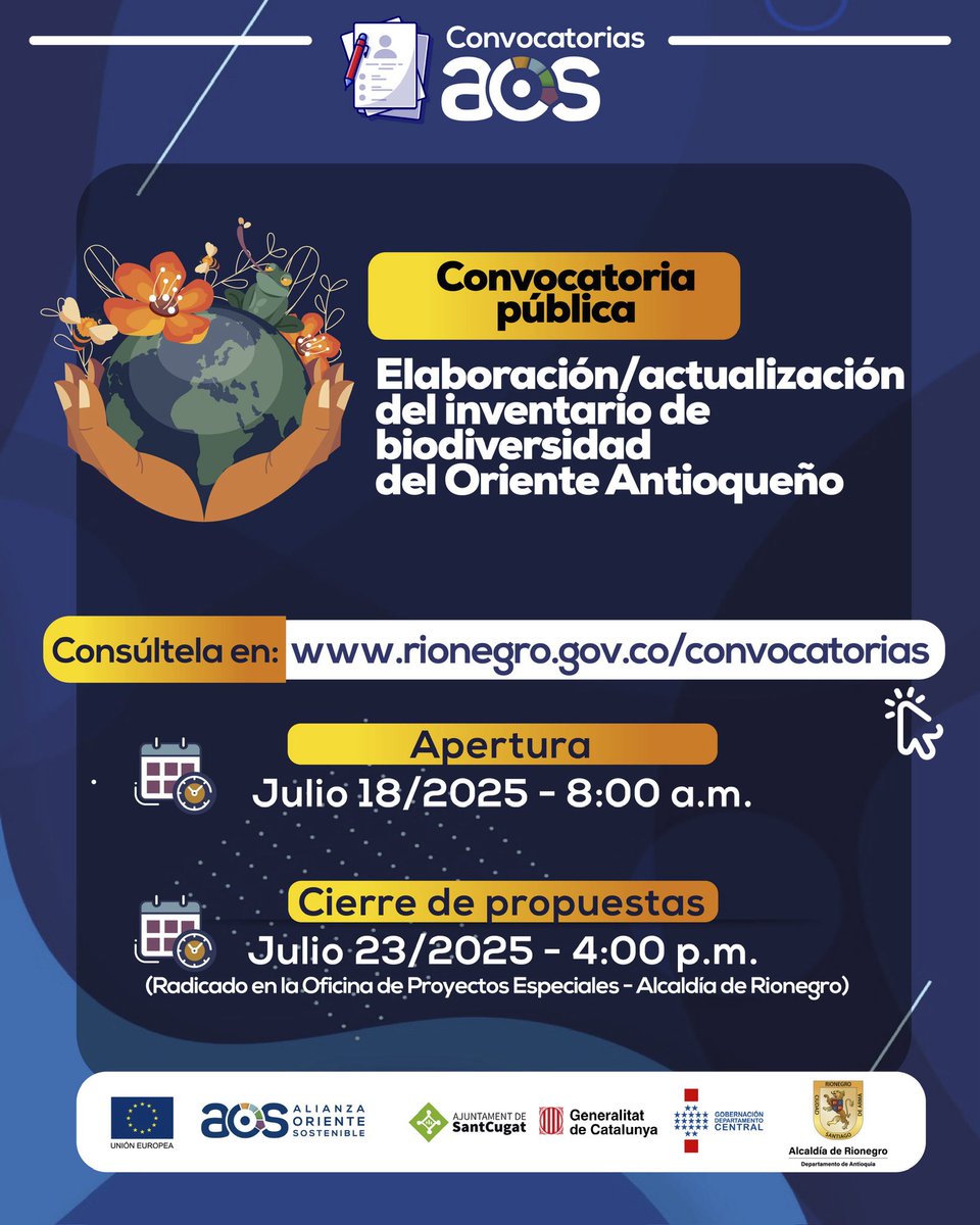#ConvocatoriasAOS Nuestra región es reconocida por su biodiversidad en cada una de sus zonas. Buscamos aportar a la documentación de las diferentes especies y un insumo valioso en la planeación territorial.