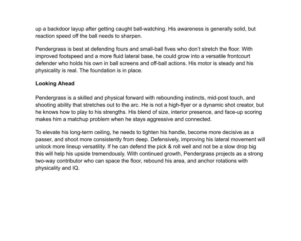 20205 Pangos Prospects:

Shane Pendergrass made a statement at Pangos. Skilled, physical, and efficient on both ends. One of the more polished 2026 forwards in the country. Full breakdown below ⬇️ 

Scout: Michael Hayon ( <a href="/michaelhayon/">Mike Hayon</a> ) 

<a href="/KaelenSBrown/">KB</a>