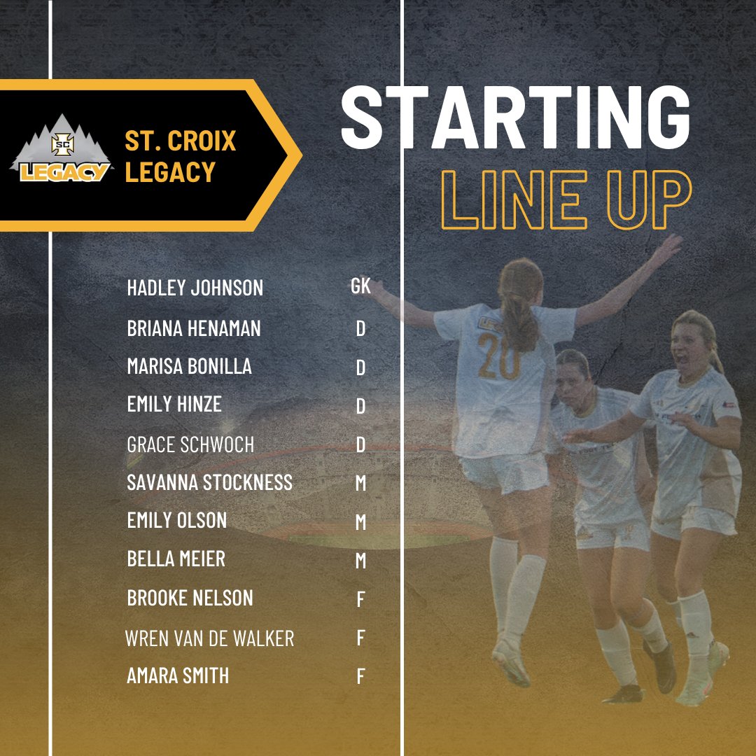 The starting 11 for the big match today!!!

#StCroixLegacy
#TheLegacyStartsHere
#WPSL
@stcroix_soccer
#WPSLNationalSemiFinals